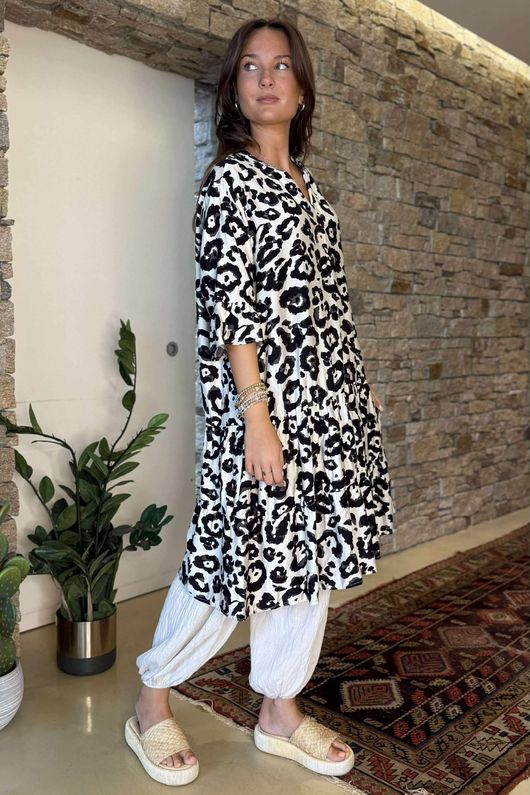 Kenya Tiered Midi Dress Mono